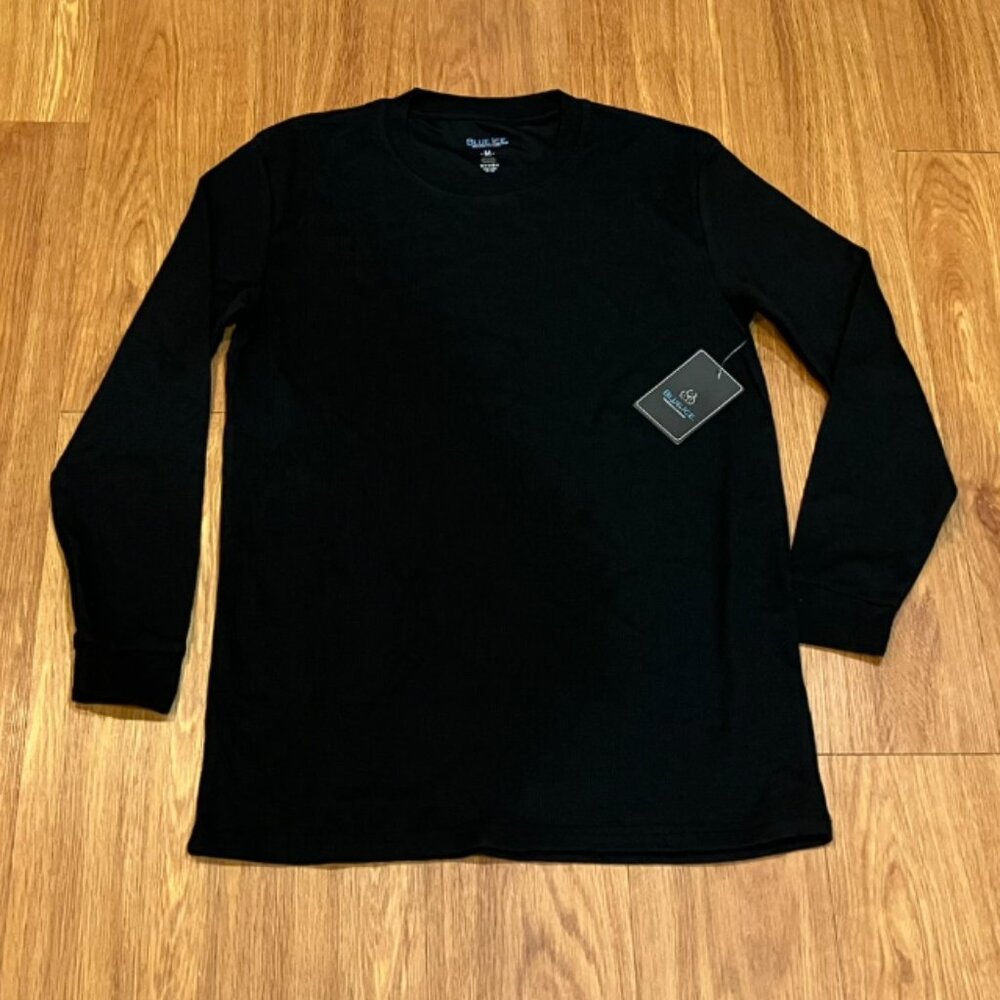 Blue Ice Premium Clothing Men's Crew Neck Long Sleeve Shirt Black Size M